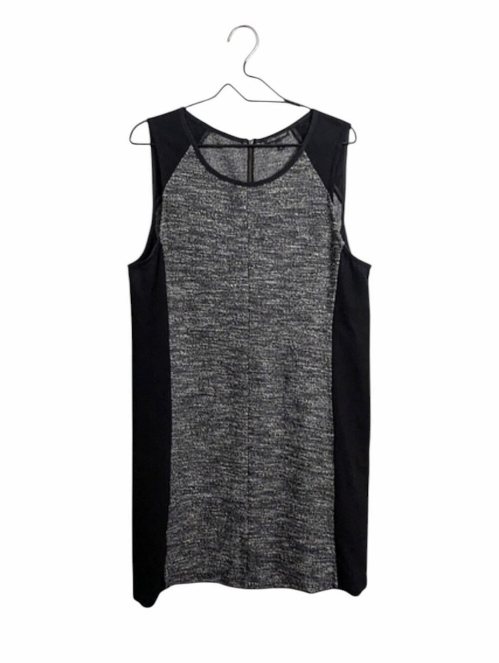 Eileen Fisher Colorblock Black Tweed Sheath Dress Sz XL Sleeveless Career Modest